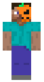 Steve Wearing a Half Pumpkin Face